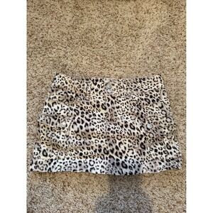 BBJ Los Angeles Leopard Print Cargo Denim Mini Skirt Brown Tan Size M